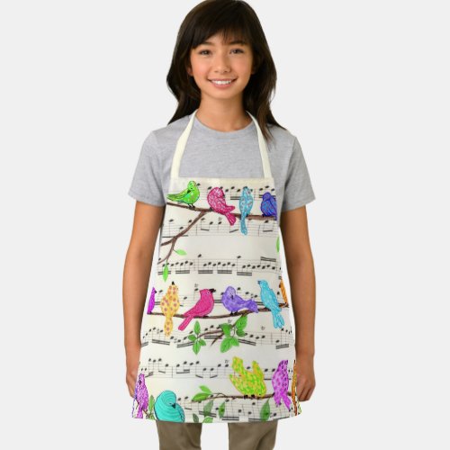 Cute Colorful Musical Birds Symphony _ Happy Song  Apron