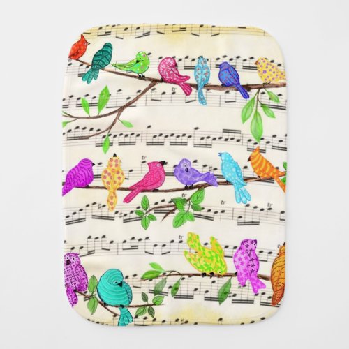 Cute Colorful Musical Birds Symphony _ Happy Song  Baby Burp Cloth