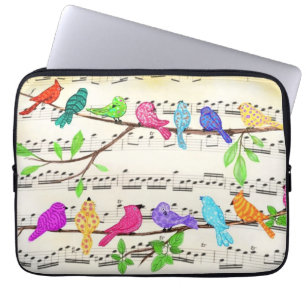 Cute Colorful Musical Birds Symphony - Happy Song Laptop Sleeve