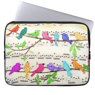 Cute Colorful Musical Birds Symphony - Happy Song  Laptop Sleeve