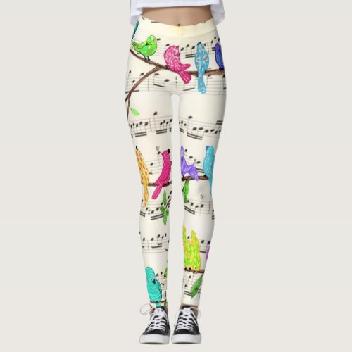 Cute Colorful Musical Birds Symphony _ Happy Song  Leggings