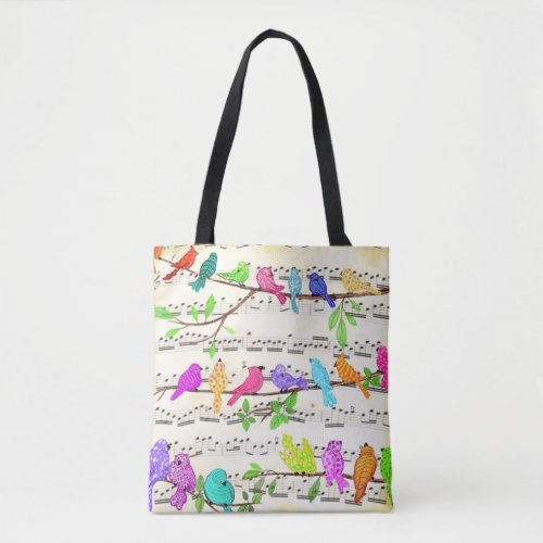 Cute Colorful Musical Birds Symphony _ Happy Song  Tote Bag