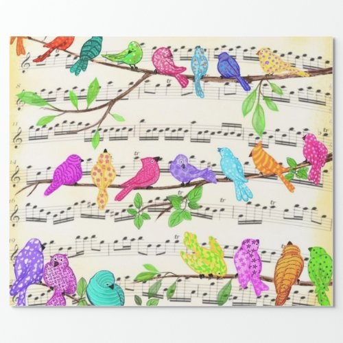 Cute Colorful Musical Birds Symphony _ Happy Song  Wrapping Paper