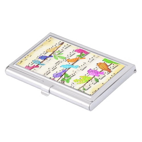 Cute Colorful Musical Birds Symphony _ Magic Song Business Card Case