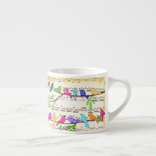 Cute Colorful Musical Birds Symphony _ Magic Song Espresso Cup