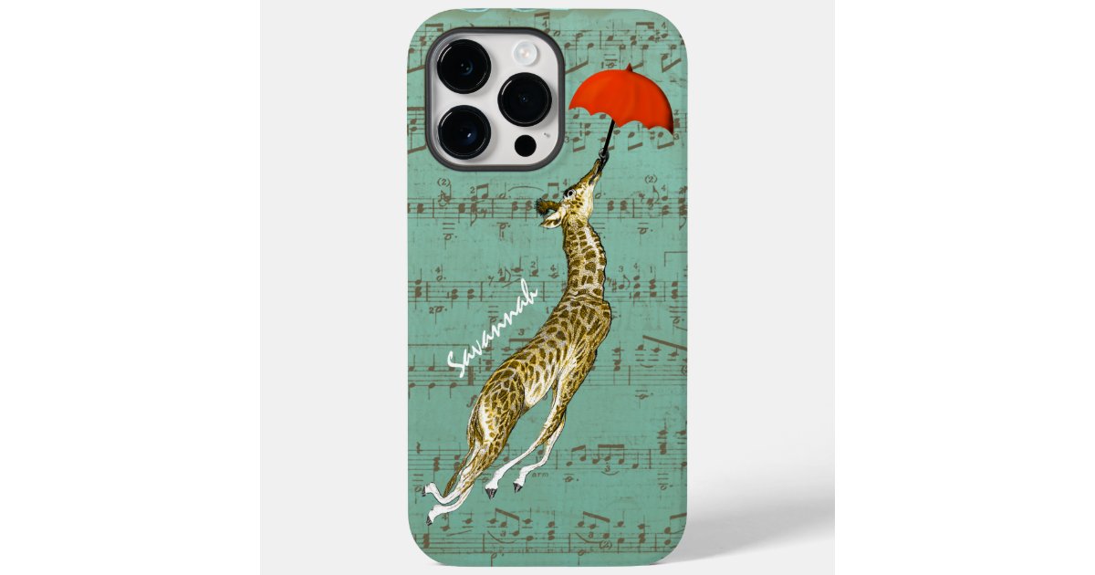 iPhone 14 Letter A Giraffe Animal Print Monogram Initial Case