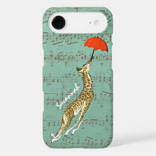 Cute Colorful Musical Flying Giraffe Red Umbrella iPhone 17 Air Case