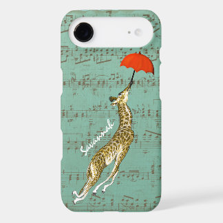 Cute Colorful Musical Flying Giraffe Red Umbrella iPhone 17 Air Case