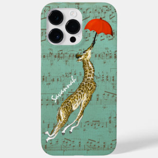 Cute Colorful Musical Flying Giraffe Red Umbrella Case-Mate iPhone 14 Pro Max Case
