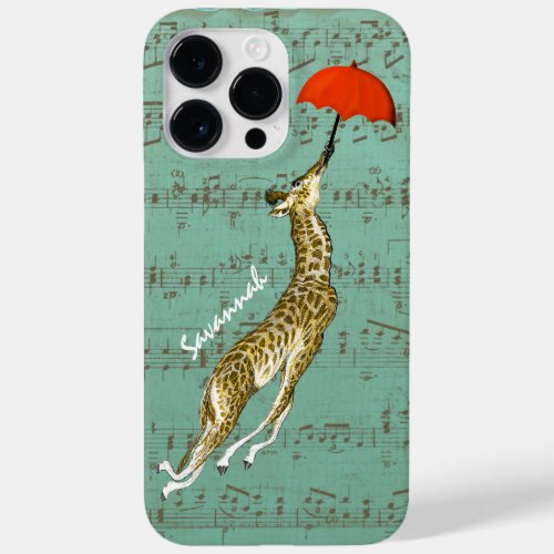 Cute Colorful Musical Flying Giraffe Red Umbrella Case_Mate iPhone 14 Pro Max Case