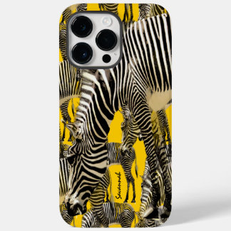 Cute Colorful Mustard Yellow Herd of Zebras Case-Mate iPhone 14 Pro Max Case