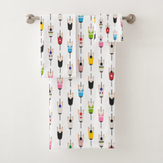 Cute Colorful National Cyclists Illustration Art Bath Towel Set