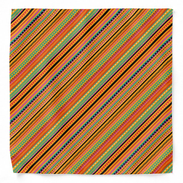 Cute colorful native aztec patterns design bandana (Front)