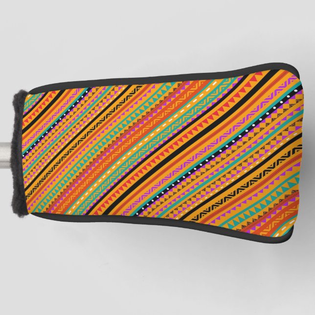 Cute colorful native aztec patterns design golf head cover (Front)