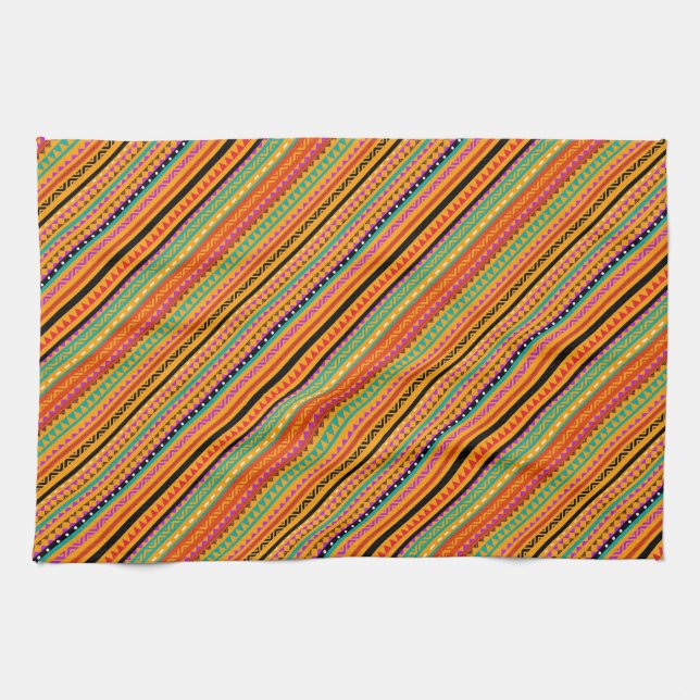 Cute colorful native aztec patterns design kitchen towel (Horizontal)