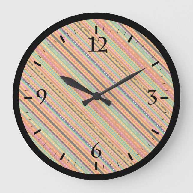 Cute colorful native aztec patterns design large clock (Front)