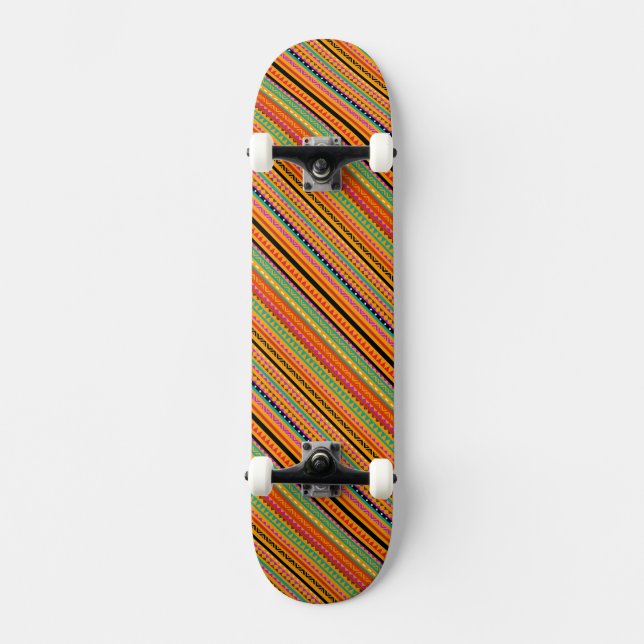Cute colorful native aztec patterns design skateboard (Front)