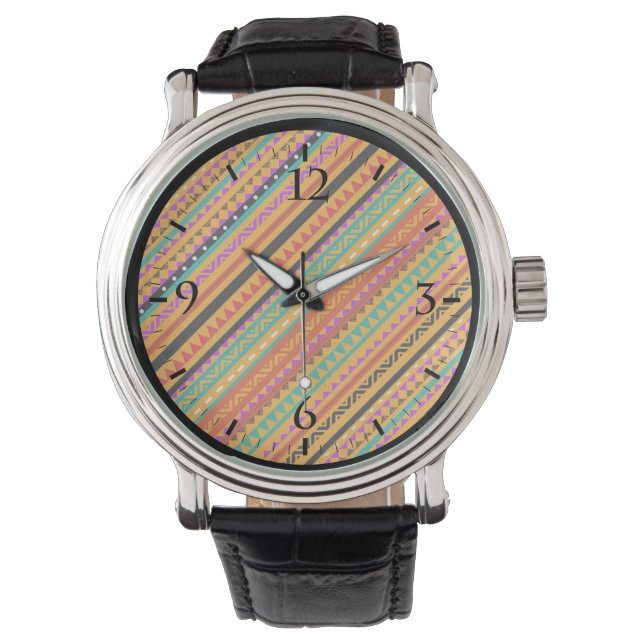 Cute colorful native aztec patterns design watch (Front)