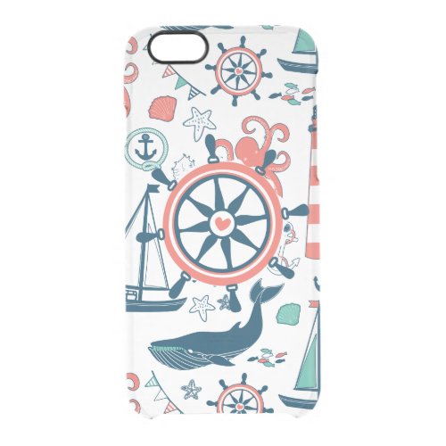 Cute Colorful Nautical Boat Wheel Pattern Clear iPhone 66S Case