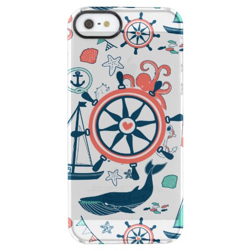 Cute Colorful Nautical Boat Wheel Pattern Clear iPhone SE55s Case