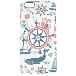 Cute Colorful Nautical Boat Wheel Pattern Clear iPhone 6 Plus Case