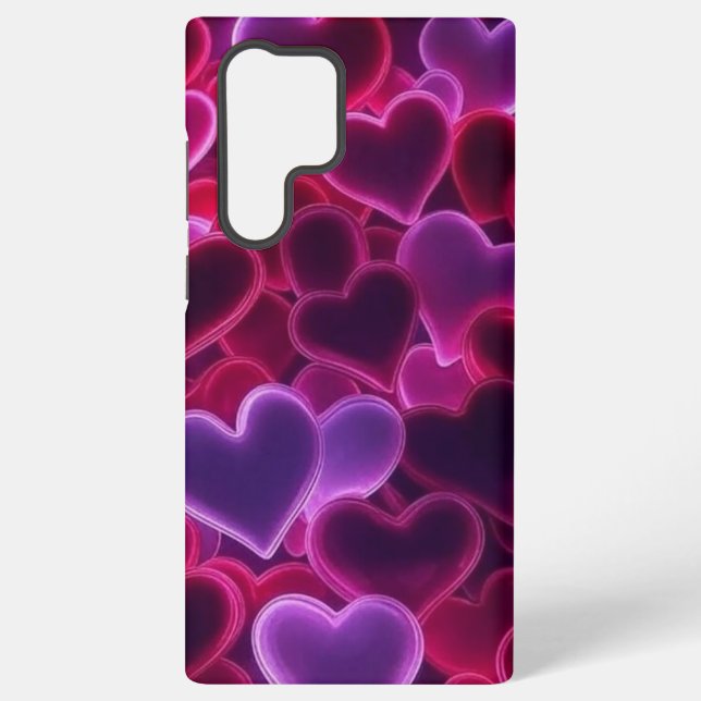 cute, colorful neon hearts Valentine's Day  Samsung Galaxy Case (Back)