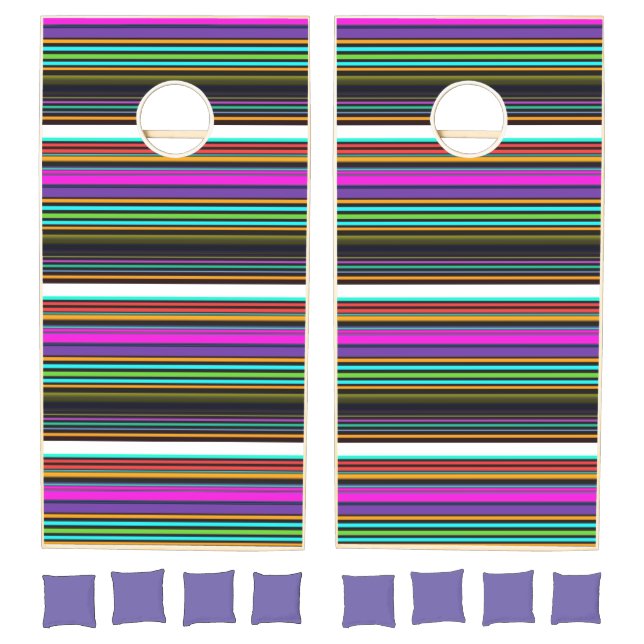 Cute colorful neon stripes cornhole set (Set)