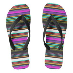 Cute colorful neon stripes flip flops