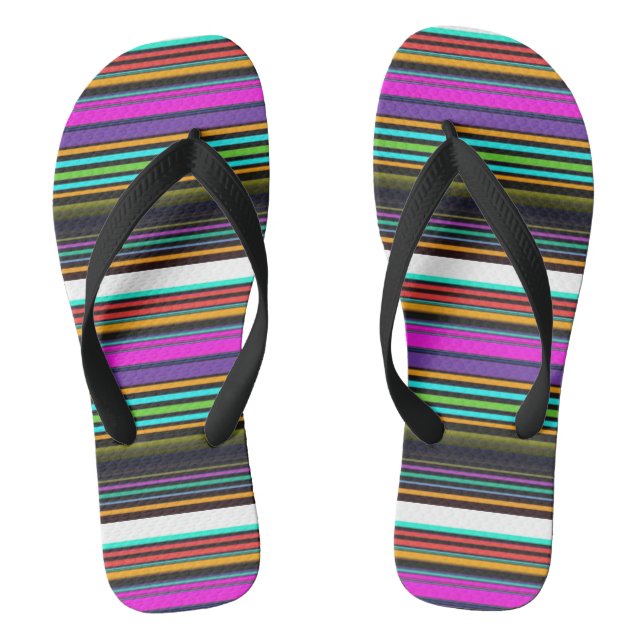Cute colorful neon stripes flip flops (Footbed)
