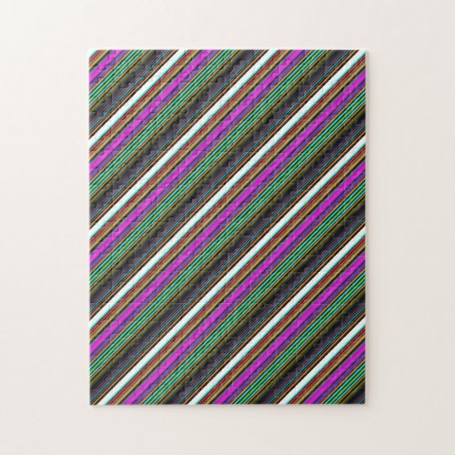 Cute colorful neon stripes jigsaw puzzle