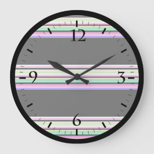 Cute colorful neon stripes large clock