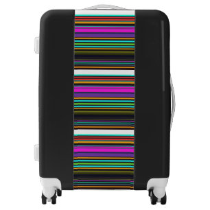 Cute colorful neon stripes luggage