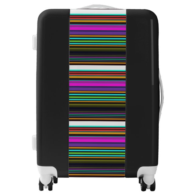 Cute colorful neon stripes luggage (Front)