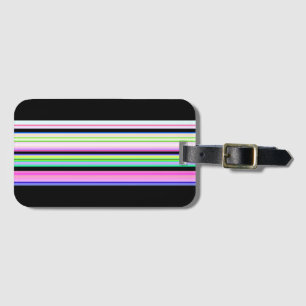 Cute colorful neon stripes luggage tag