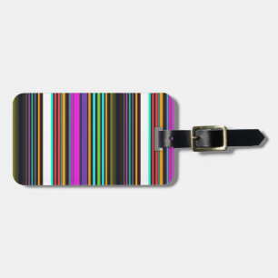 Cute colorful neon stripes luggage tag