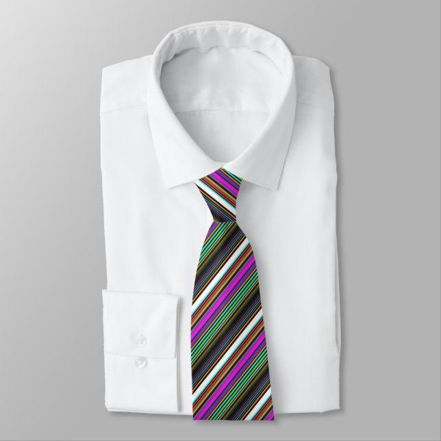 Cute colorful neon stripes neck tie (Tied)