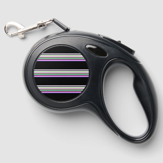 Cute colorful neon stripes retractable pet leash  (Front)