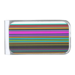 Cute colorful neon stripes silver finish money clip