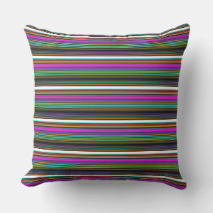 Cute colorful neon stripes throw pillow