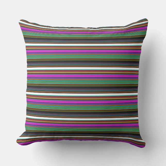 Cute colorful neon stripes throw pillow (Front)