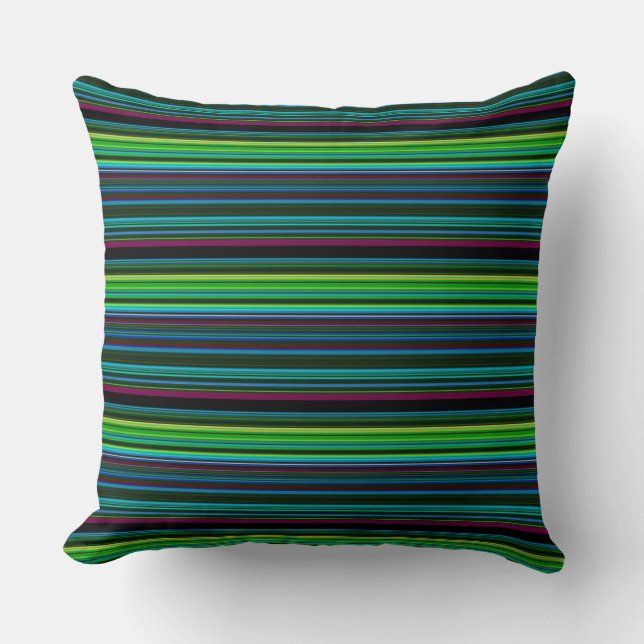 Cute colorful neon stripes throw pillow (Front)