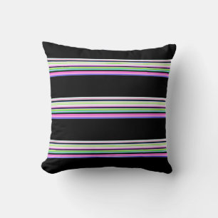 Cute colorful neon stripes throw pillow