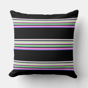 Cute colorful neon stripes throw pillow