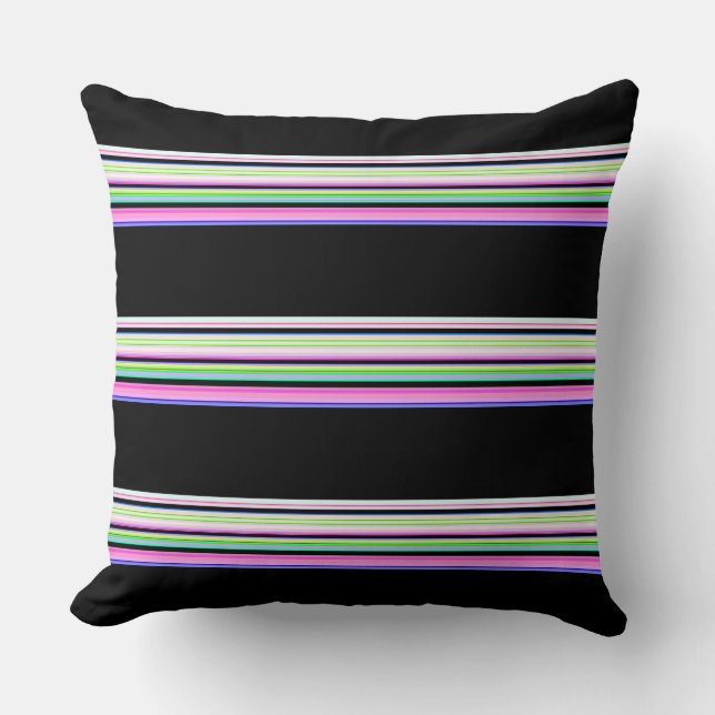 Cute colorful neon stripes throw pillow (Front)