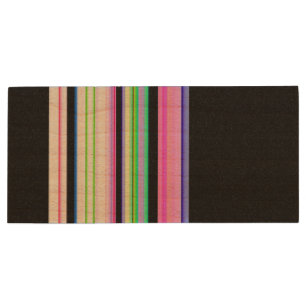 Cute colorful neon stripes wood flash drive