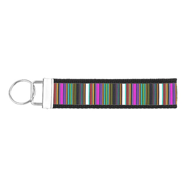 Cute colorful neon stripes wrist keychain (Keys on Left)