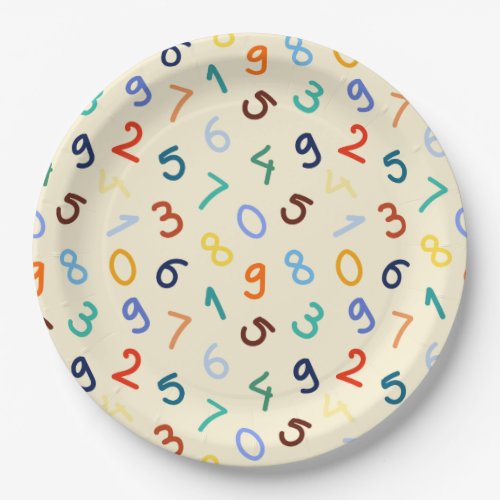 Cute Colorful Number Pattern Paper Plates