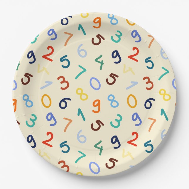 Cute Colorful Number Pattern Paper Plates (Front)