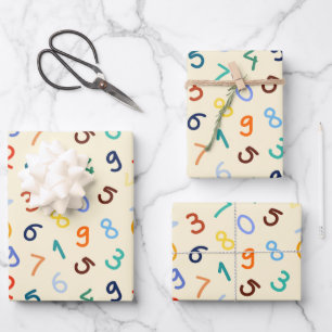 Cute Colorful Number Pattern Wrapping Paper Sheets