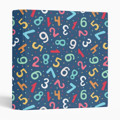 Cute Colorful Numbers Pattern  Blue Kids 3 Ring Binder